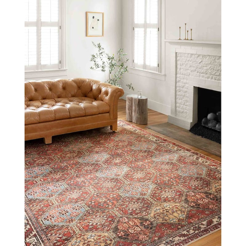 Alexander Home Tremezzina Printed Distressed Diamond Boho Rug