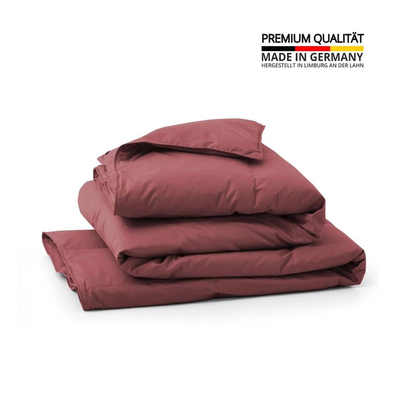All Season Organic Cotton Down & Feather Comforter Made in Germany - King - Brick Red