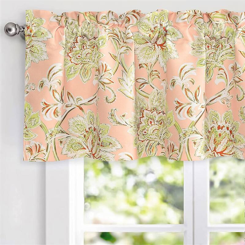 DriftAway Alyssa Jacobean Floral Leaves Pattern Blackout Lined Valance
