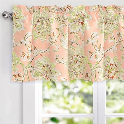 DriftAway Alyssa Jacobean Floral Leaves Pattern Blackout Lined Valance