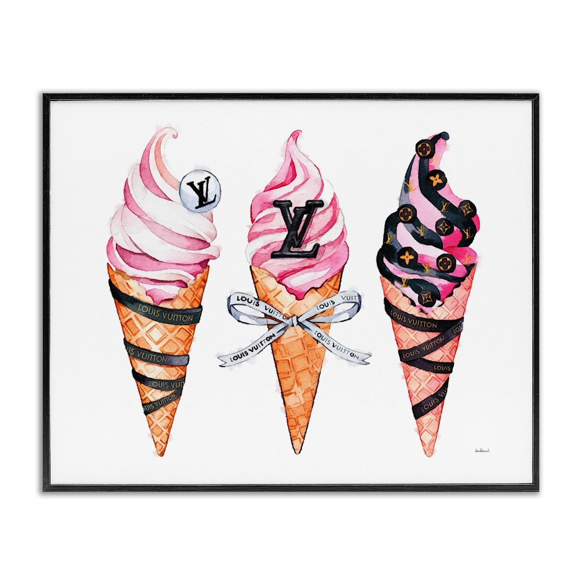 Stupell Glam Ice Cream Cones Framed Giclee Art Design By Amanda Greenwood