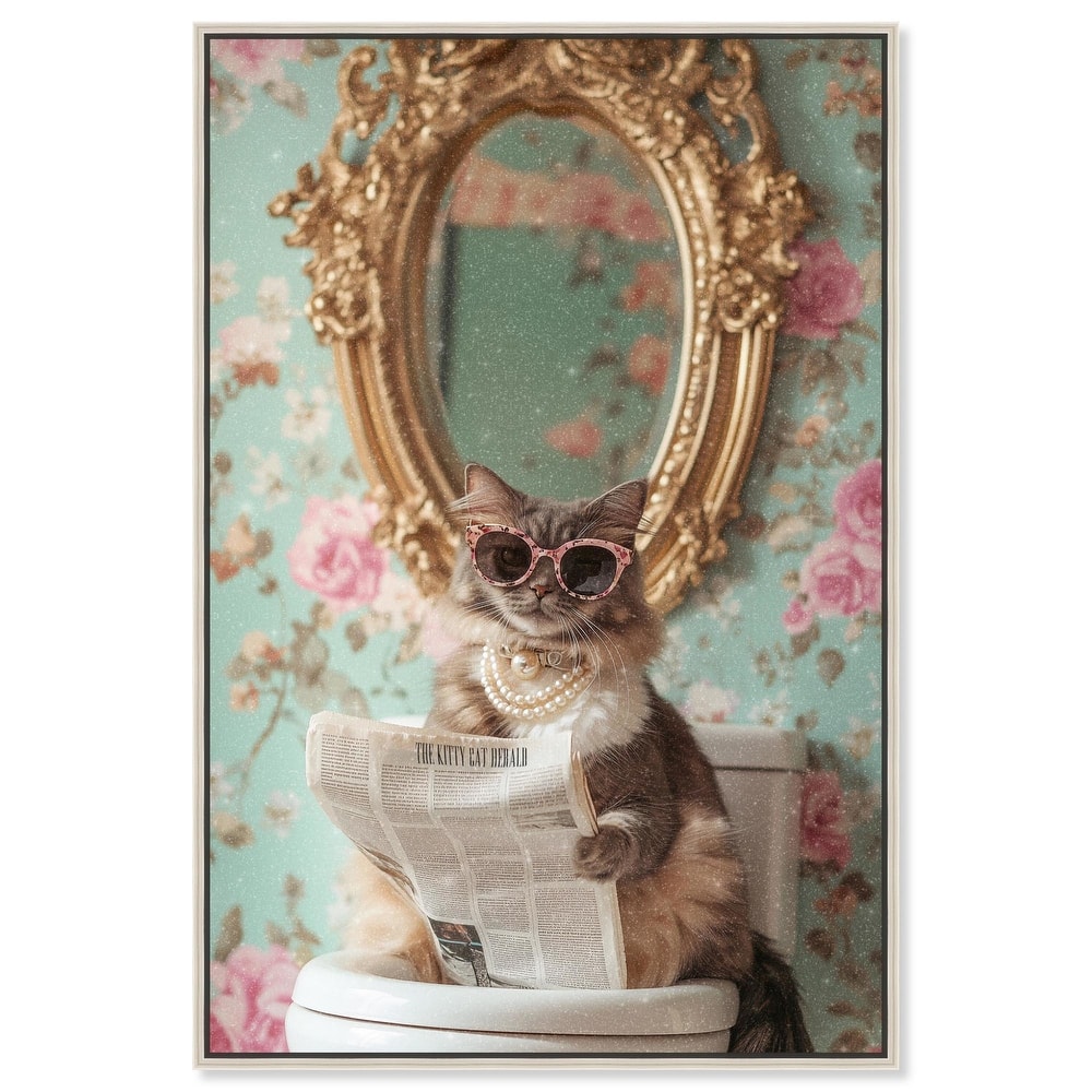 Ornate Kitty Toilet Time Canvas by Art Remedy
