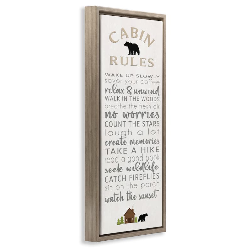 Stupell Fun Adventure Cabin Rules Framed Floater Canvas Wall Art Design By Seven Trees Design
