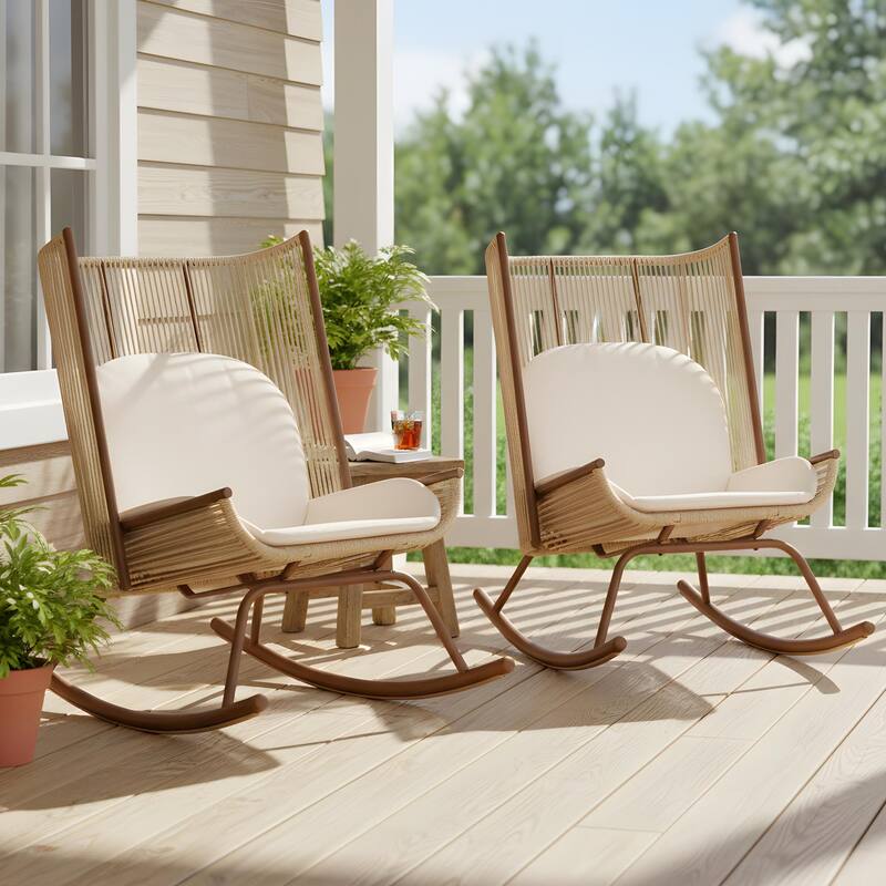 Christopher Knight Home - Modern Outdoor Rocking Chair with PE Rattan and High Back