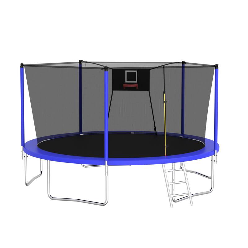 14FT Trampoline Set with Swing,Sports Fitness Trampolines with Enclosure Net, Recreational Trampolines