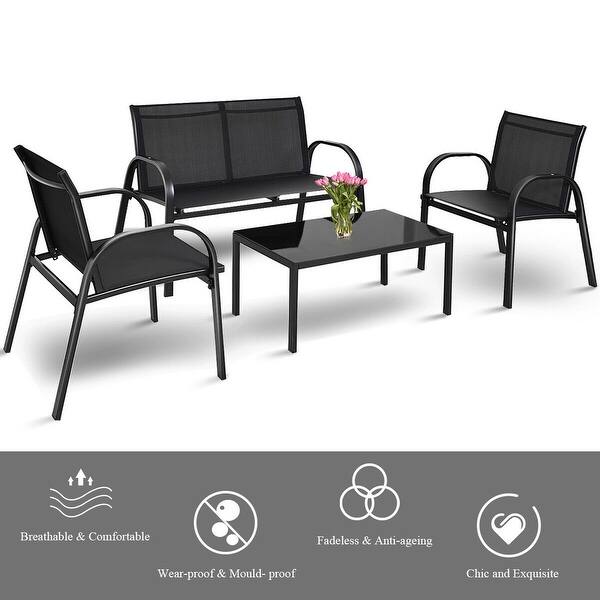 Shop Costway 4 Pcs Patio Furniture Set Sofa Coffee Table Steel