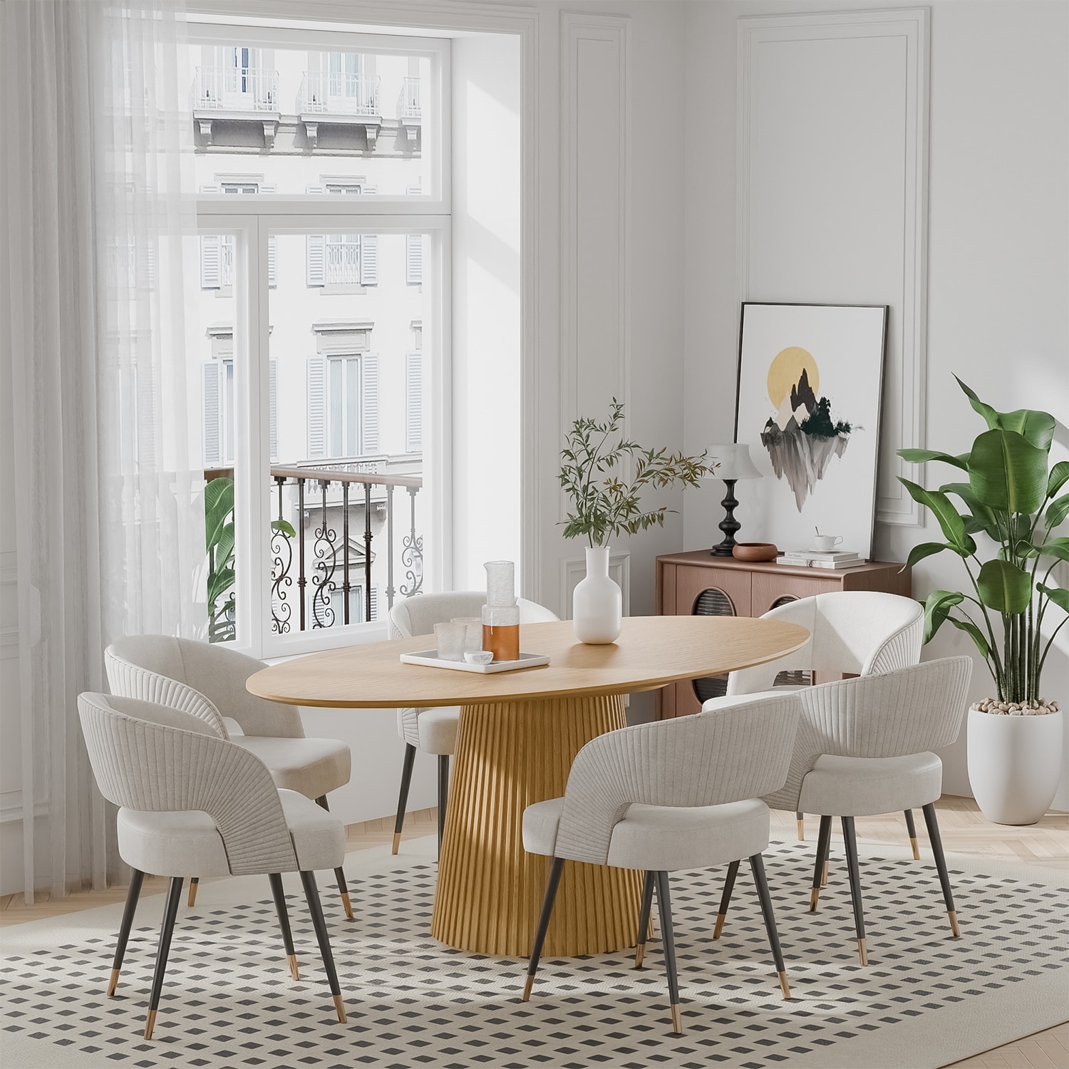 Dovelina Modern Round Wooden Dining Table