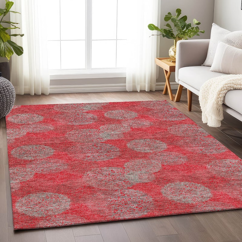 Premium Washable Super Soft Modern Sphere Mayfield Rug - Red - 8' x 10'