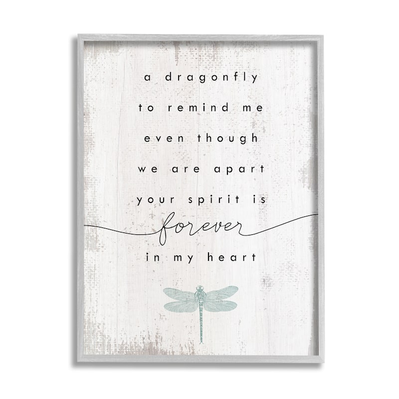 Stupell Dragonfly to Remind Me Grieving Inspirational Insect Phrase Framed Wall Art, Design by Daphne Polselli - Black