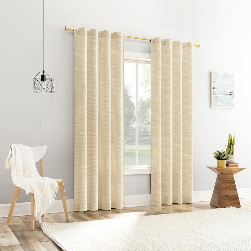 No. 918 Laurel Space Dyed Textured Semi-Sheer Back Tab 1-Piece Curtain Panel, Single Panel