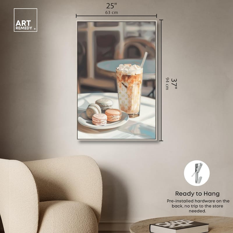 Glam Iced Coffee and Macarons Canvas by Art Remedy