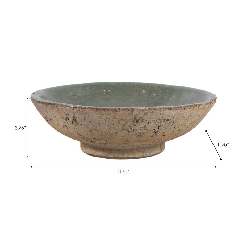 Pottery Modern Handcrafted Decorative Bowl for Home Decor - 4" Brown - 11.75"