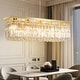 preview thumbnail 7 of 18, 6 lights Rectangle Crystal Chandeliers for Dining Room, 39" Large Linear Water Ripple Glass Island Light Fixture