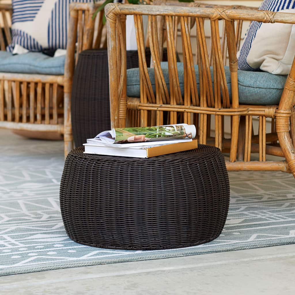Household Essentials Handwoven Resin Storage Stool Ottoman
