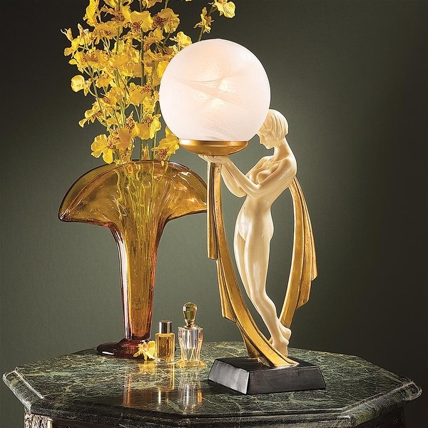 【 美品 】Design Toscano アールデコ調 イルミネーション彫像 Design Toscano 20-in W x 20-in H Antique Stone Resin