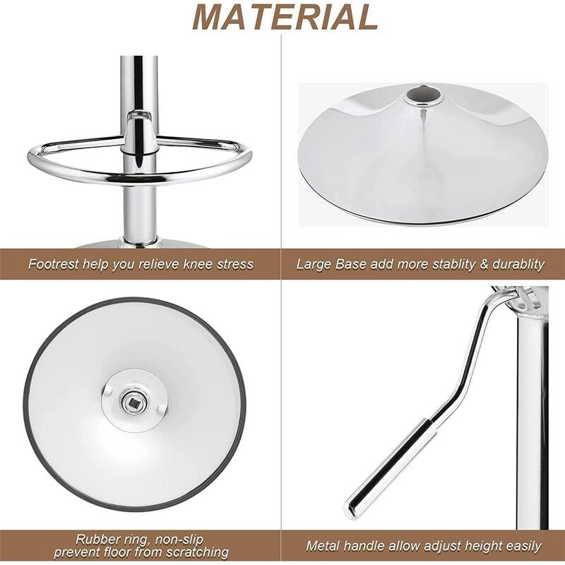 VECELO Set of 2 Adjustable Height Barstool with Footrest and Back Upholstered Bar or Counter Height Stool and Parts