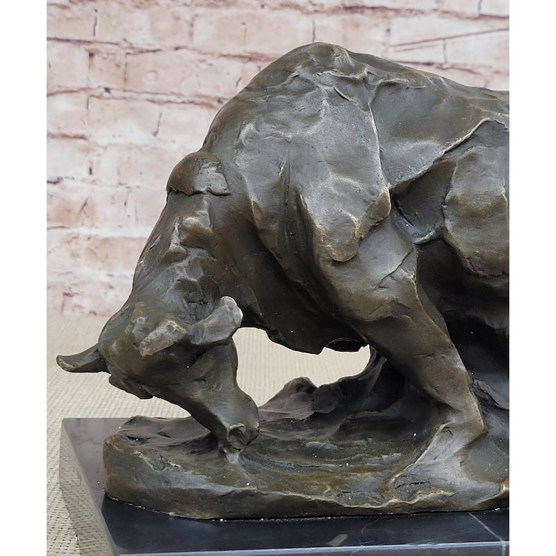 Large Abstract Modern Art Charging Bull Bronze Sculpture Marble Base Figurine