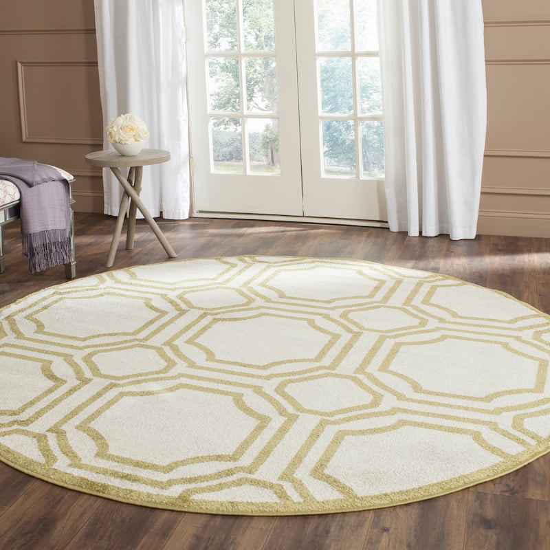 SAFAVIEH Amherst Aleksei Modern Rug - 7' Round - Ivory/Light Green