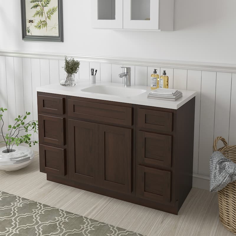 Vanity Art 48" Oak Freestanding Bathroom Vanity Cabinet without Top