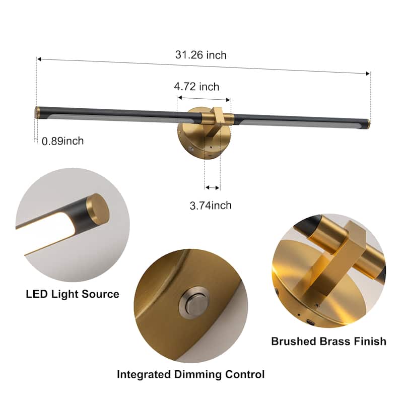 Starsky Minimalist Rechargeable Linear LED Vanity Light Dimmable Metal Wall Sconce with Remote