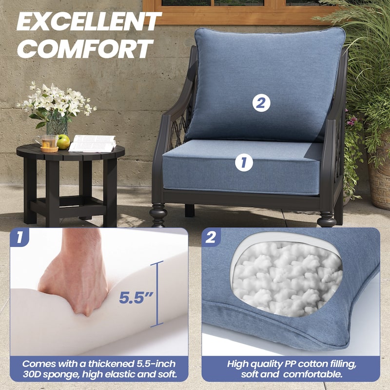 24" W * 24" D * 20" H Outdoor Patio Deep Seat Cushion Set Chair Cushion with Sunbrella Fabric