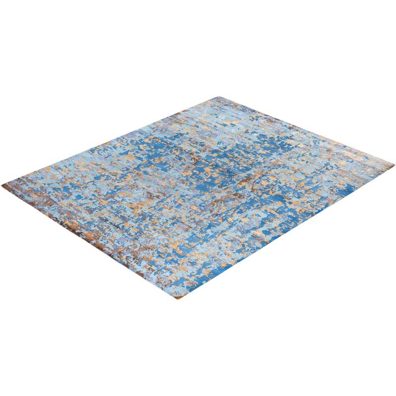 Modern One-of-a-Kind Hand-Knotted Area Rug, Blue - 8' 1" x 10' 0"