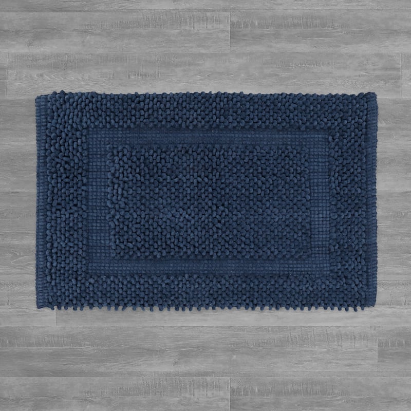 Sophie Border Ultra-plush Chenille Non-Slip Cotton Bath Mat