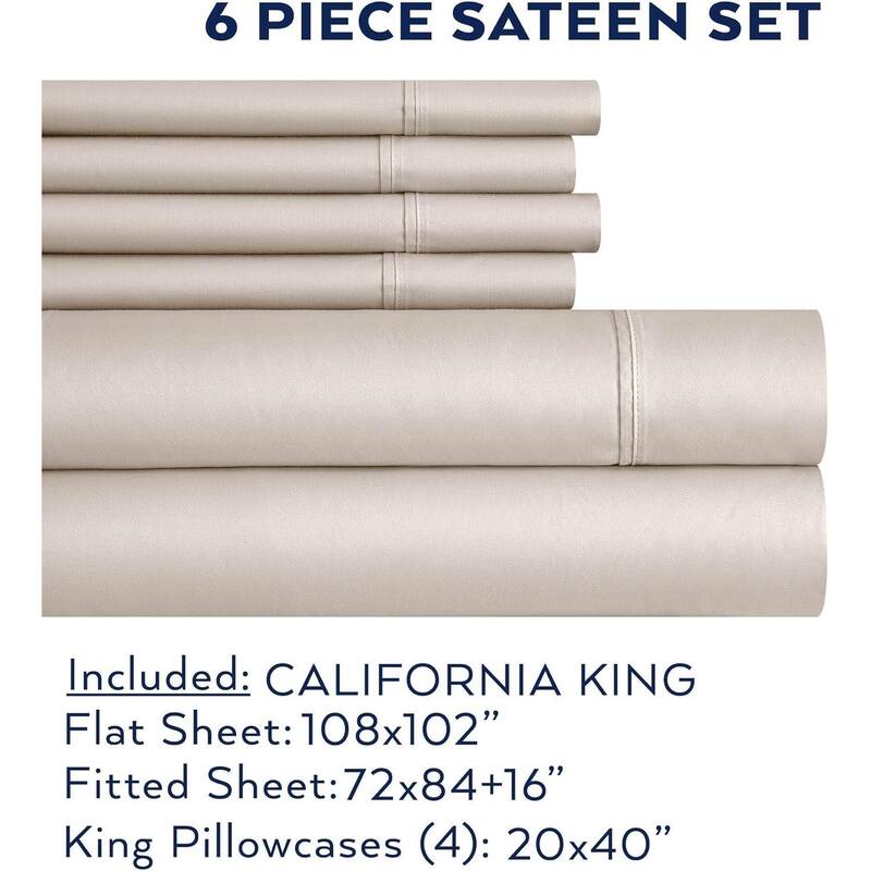 Thomasville 1500 Thread Count Beige Piece Premium Cotton Rich Sateen Sheet Set - California King