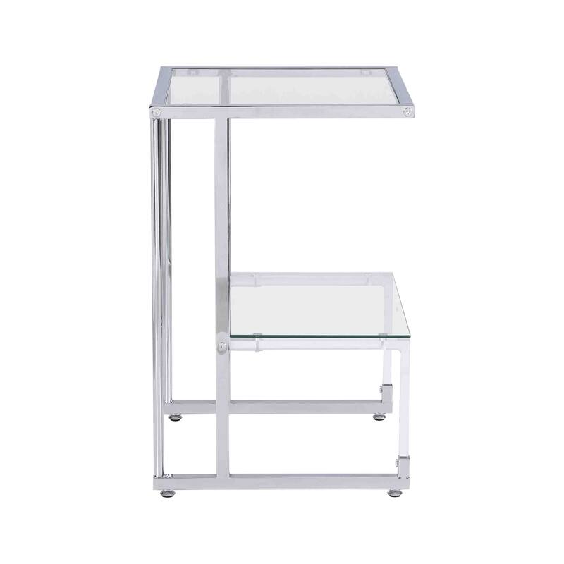 Modern Side Table, 2-Tier Acrylic Glass End Table for Living Room&Bedroom