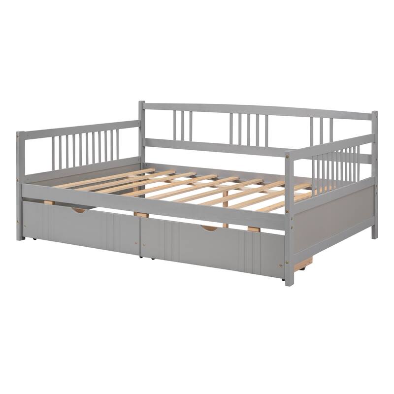 SpaceSaving Daybed Guest Bed with 2 Storage Drawers, Wooden Platform