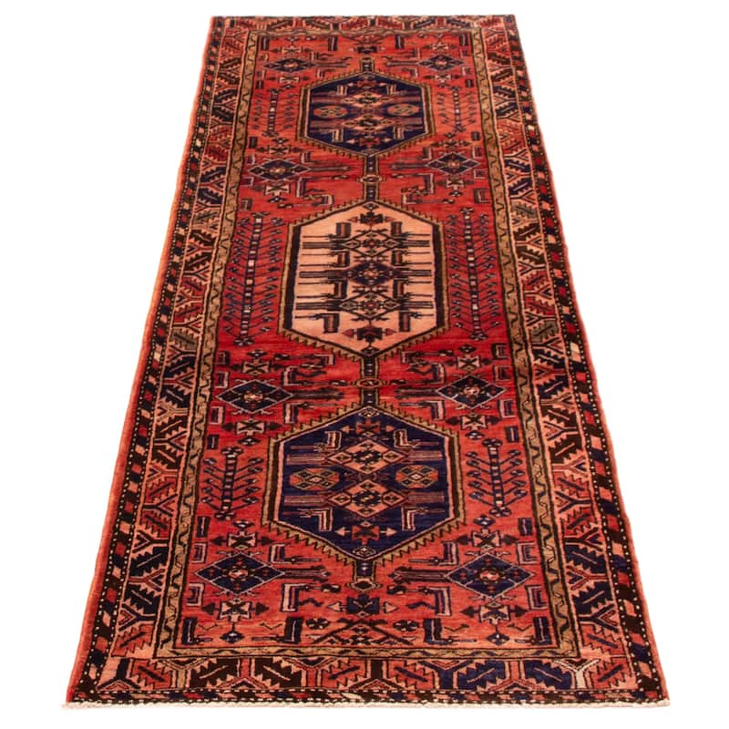 ECARPETGALLERY Hand-knotted Anadol Red Wool Rug - 3' 3" x 10' 1"