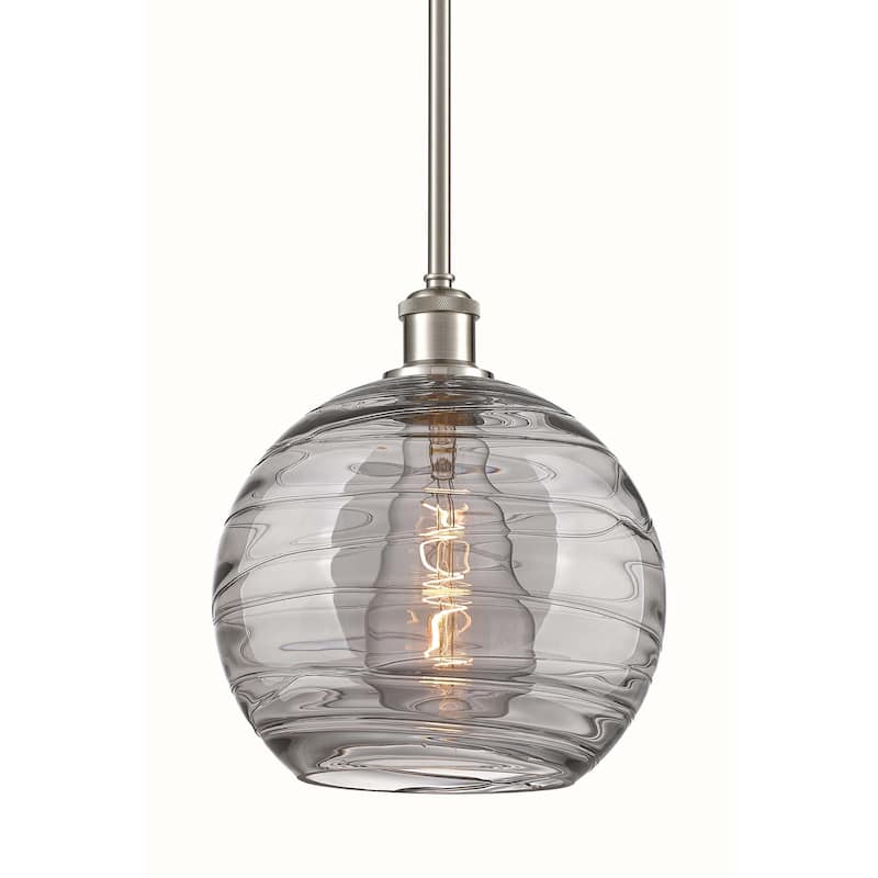 Innovations Lighting 516-1S-12-10 Athens Deco Swirl Pendant Athens - Brushed Satin Nickel / Light Smoke Deco Swirl