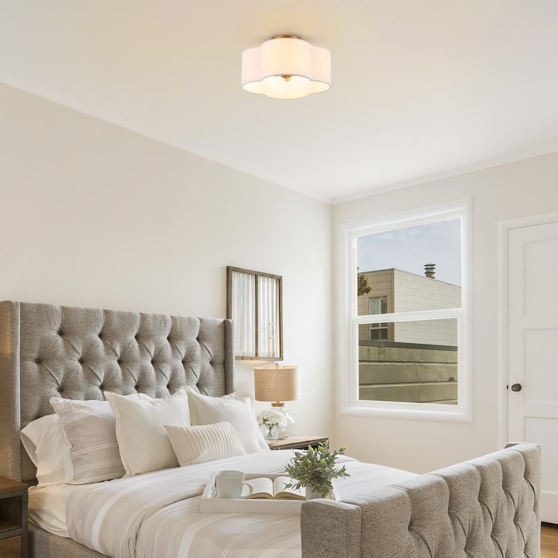 CO-Z 4 Light Clover Semi-Flush Mount Ceiling Light - Gold & White
