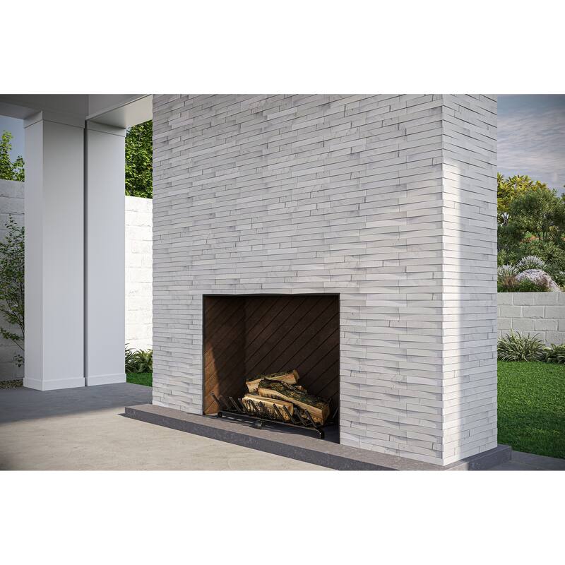 Weave 6 in. x 22 in. Panel and 8 in. x 24 in. Corner Honed Marble Wall Tile