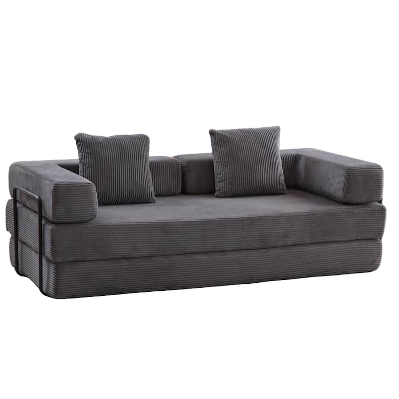 Floor Couch,Compression Sofa,Convertible Floor Sofa Bed-with Pillow Back Support Armrest,Comfy Futon Couch Lounge Sleeper Bed