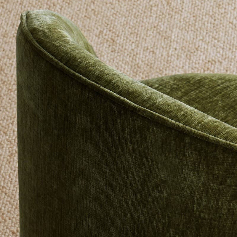 Upholstered Chenille Barrel Accent Chair with Castors(Set of 2)
