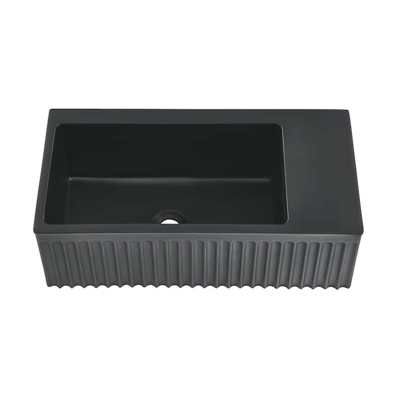 Delice Rectangle 24" Wall-Mount Bathroom Sink in Matte Black