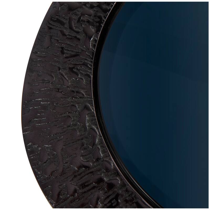 Black Aluminum Metal Abstract Oval Shaped Accent Table with Shaded Glass Top