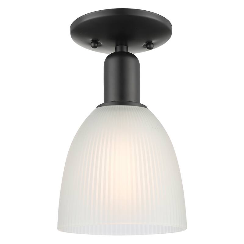 Innovations Lighting Endless Possibilities Arcadia - Castile - 1 Light 6" Semi-Flush Mount - Matte Black/White