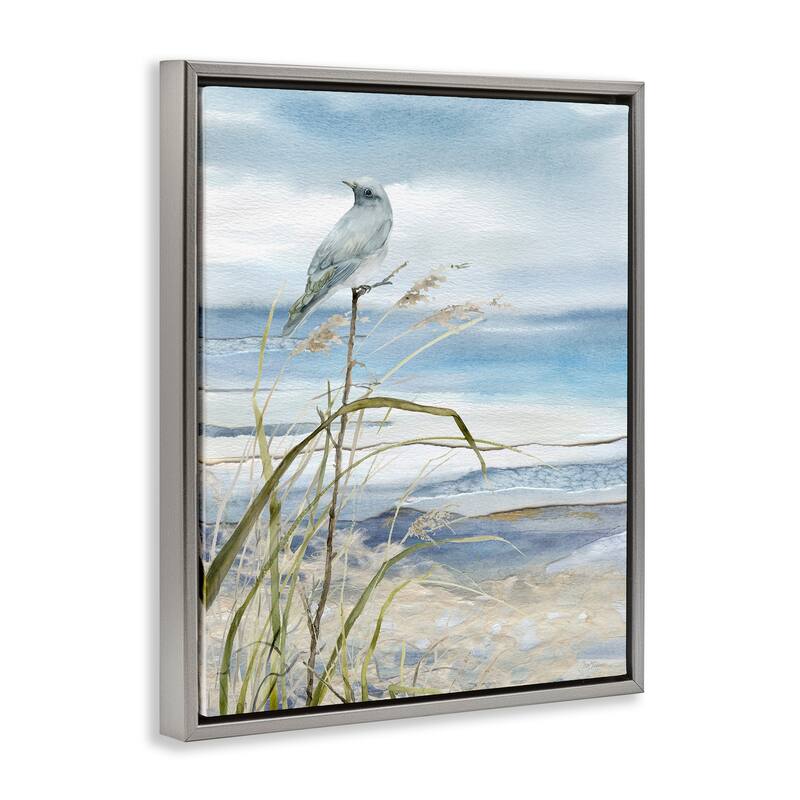 Stupell Bird on Beach Shore Framed Floater Canvas Wall Art Design by Carol Robinson