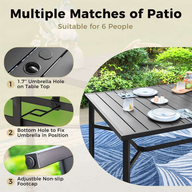 MAISON ARTS 9 Pieces Outdoor Patio Dining Set with Dining Table and Cushioned Woven Rattan Dining Chairs
