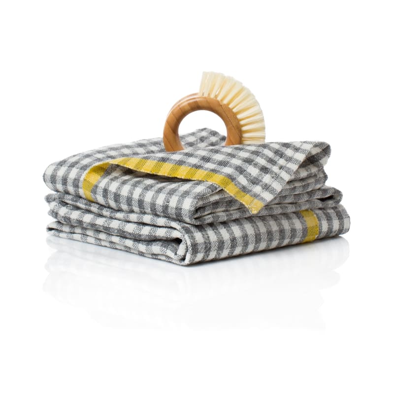Caravan Gingham Towels - Set of 2 - Grey/Dijon - Set of 2