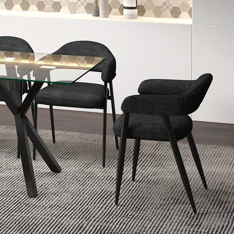 Contemporary Fabric and Metal Dining Chair, Set of 4