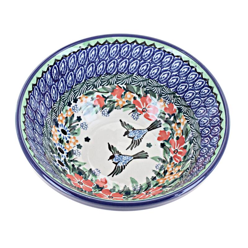 Blue Rose Polish Pottery Ceramika Artystyczna Cereal Bowl