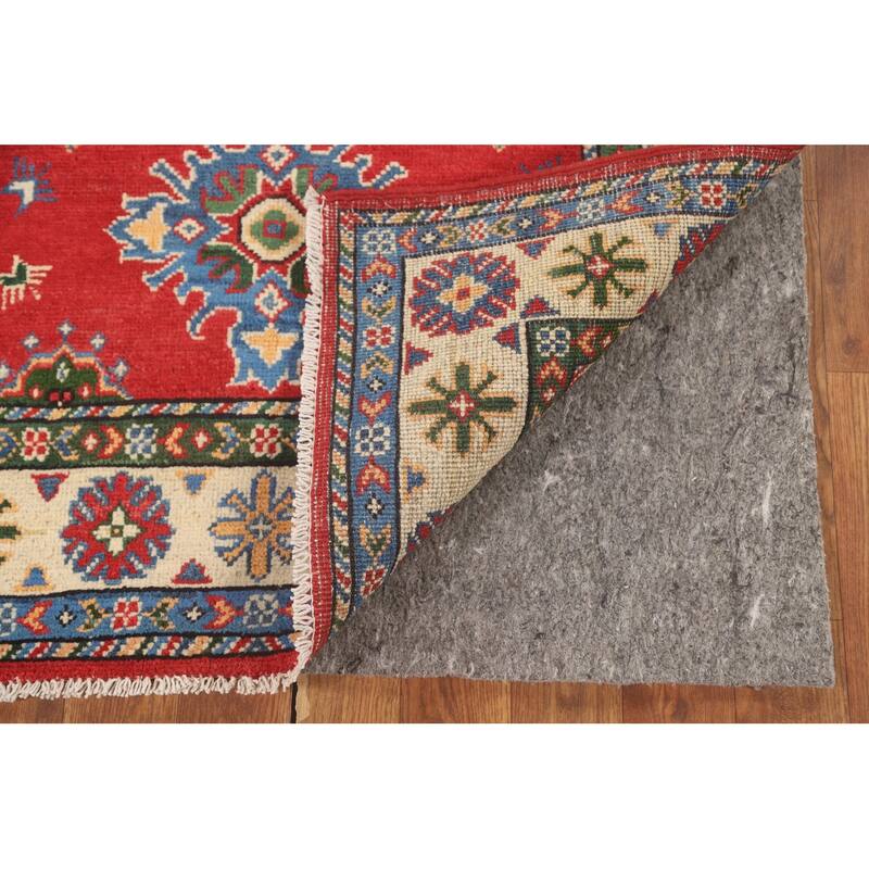 Geometric Red Kazak Oriental Accent Rug Handmade Wool Carpet - 2'10" x 4'2"