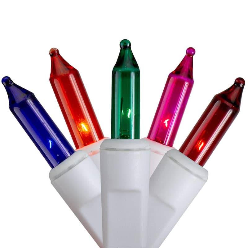 300 Count Multicolor Mini Icicle Christmas Lights 9.5ft White Wire - 9.5'