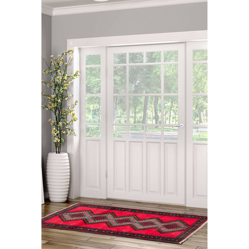 ECARPETGALLERY Hand-knotted Teimani Red Wool Rug - 2'11 x 4'8