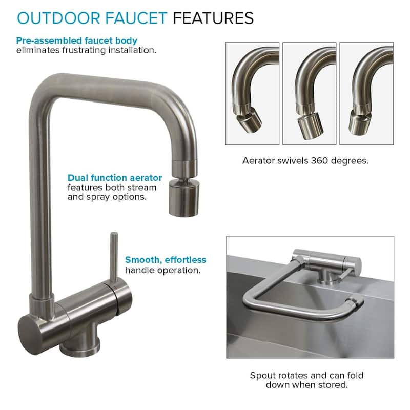 Transolid OSC3224 Outdoor Kitchen 32-in x 24-in x 51-in Single Sink Cabinet, Stainless Steel - 32-in x 24-in x 51-in