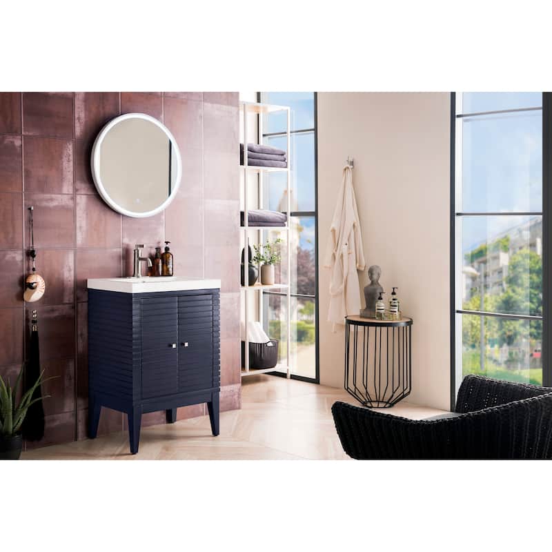 James Martin Vanities Linden 24" Single Vanity Cabinet, with White Glossy Composite Countertop