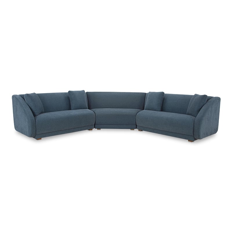 NADAAL STUDIOS Solace, 3-Piece Modular Sectional with Wedge Slipper Chair - 159"W x34.29"D x31.5"H - Deep Blue